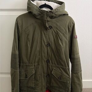 Women’s Hollister Olive Green Hooded Parka Jacket